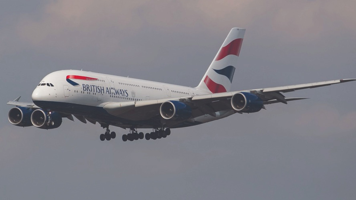 British Airways plane flying