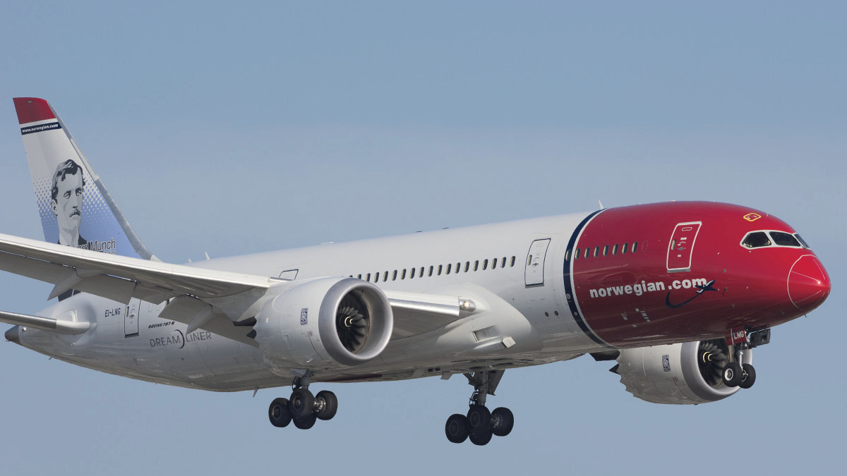 Norwegian Airline airplane flying