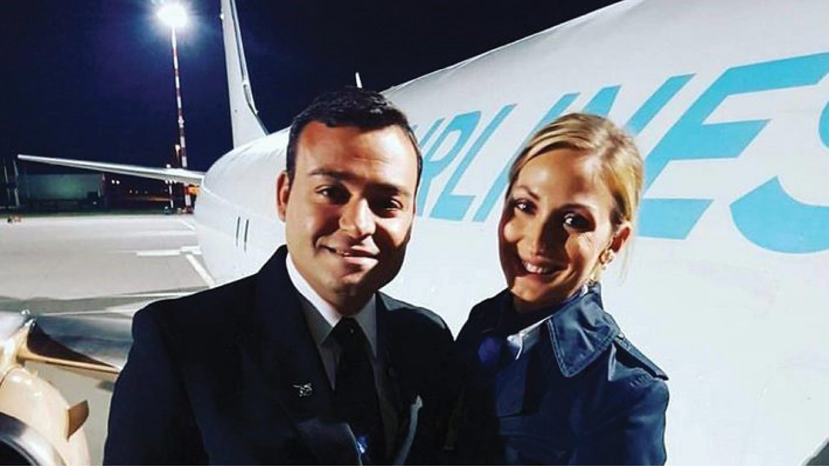 First Officer Angelo Lacagnina and cabin crew